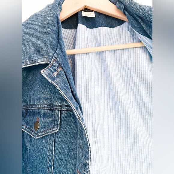 St John’s Bay Jacket Size Small Women’s Blue Denim 3 Button Collared Giacca 90s - Picture 3 of 4